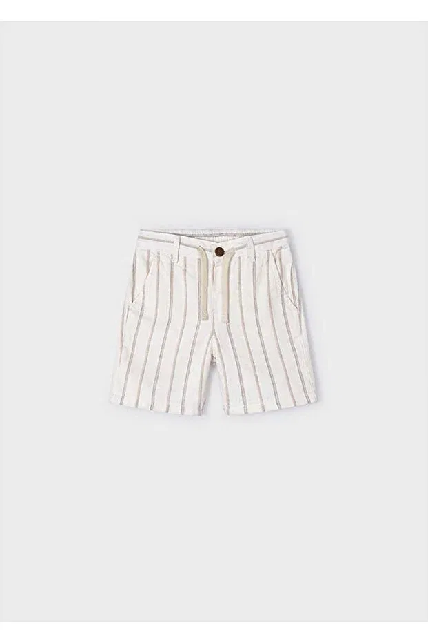 Детские шорты для мальчиков с принтом Summer Men's Striped Linen Shorts Mayoral, Nude Color — фото 3