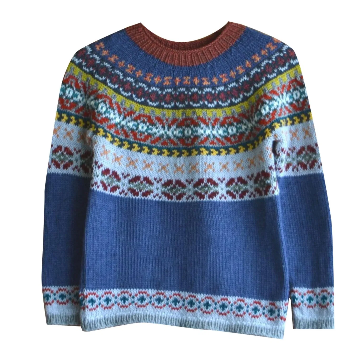 Женский свитер с нордическим узором Fairisle Wool Long Sleeve, Dark Blue — фото 4