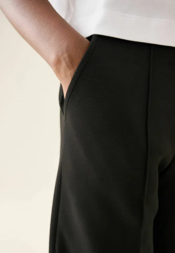 Брюки на высокой талии Regular fit wide leg stretch scuba Next, черный