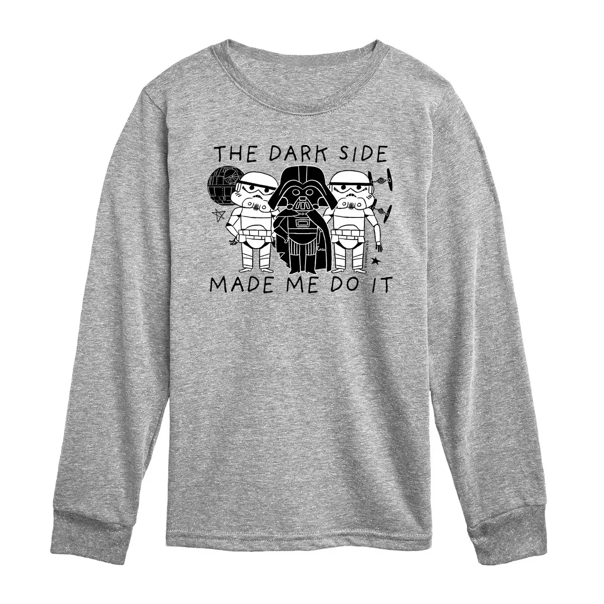 Детское футболка с длинным рукавом The Dark Side Made Me Do It Star Wars, Athletic Heather