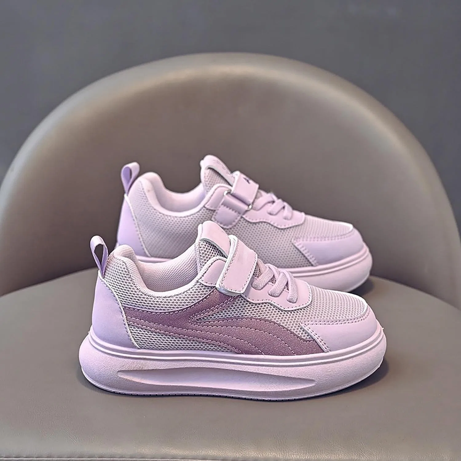 Детские кроссовки для мальчиков с шнуровкой на толстой подошве, Purple — фото 3