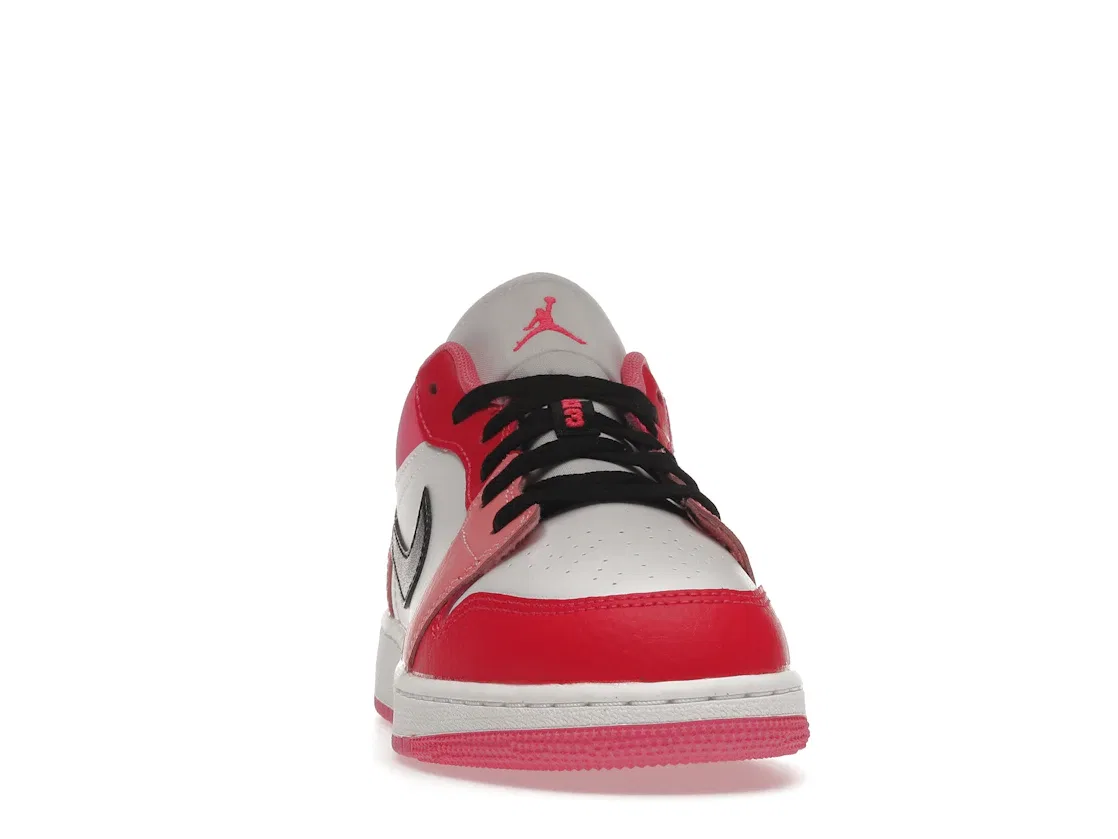 Детские кроссовки для мальчиков и девочек с кожаным верхом Jordan 1 Low, Pink/Pink-White-Black — фото 2