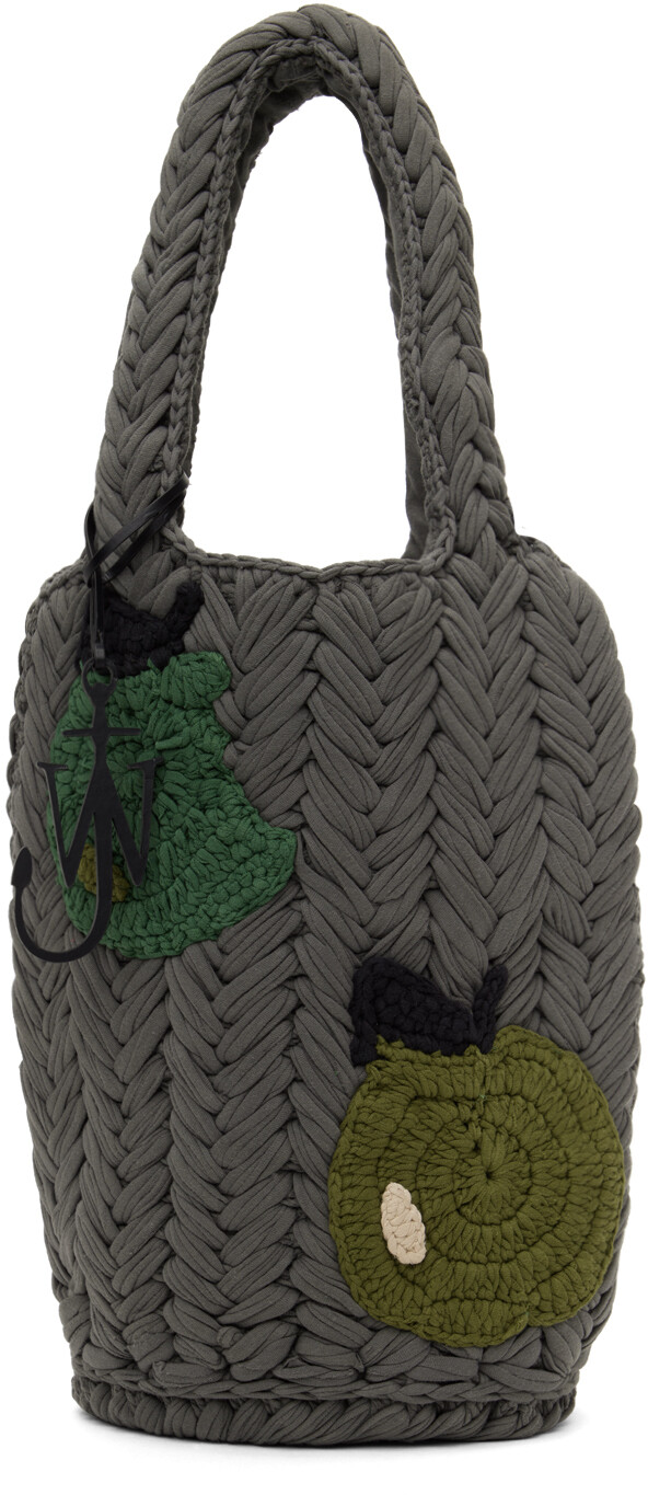 

Вязаная сумка-тоут SSENSE Exclusive Grey Apple JW Anderson