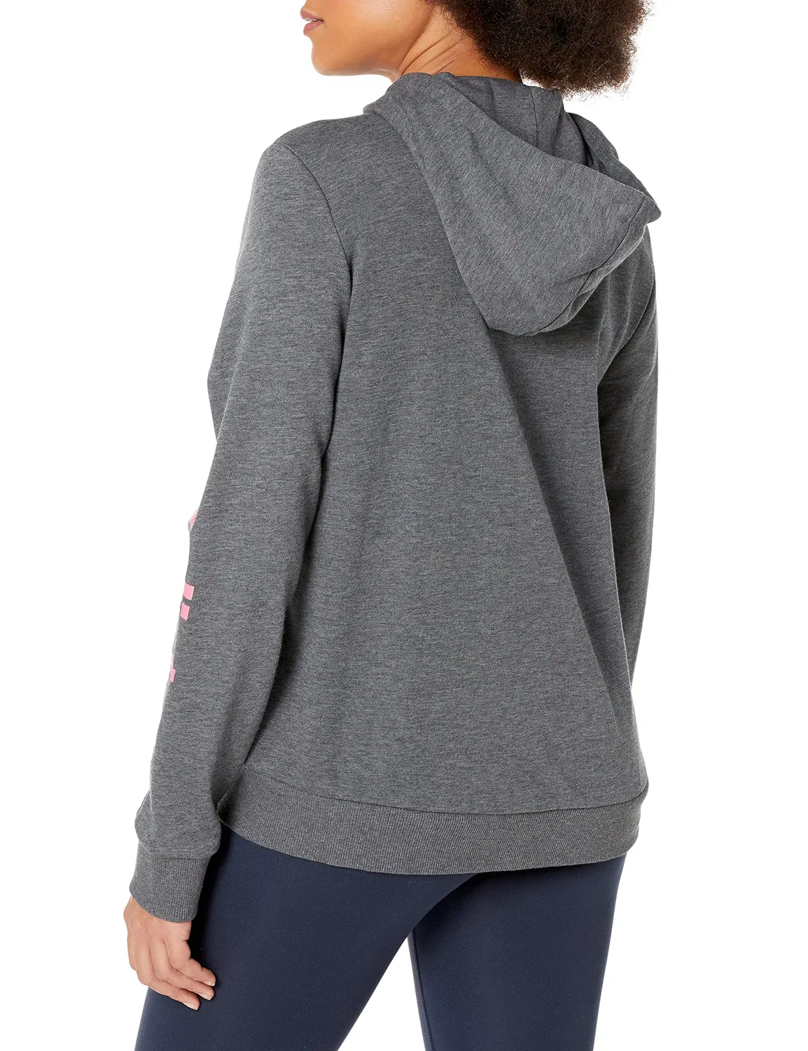 Женская худи с капюшоном и полной застежкой-молнией Essentials Logo, adidas, Dark Grey Heather/Rose Tone — фото 2