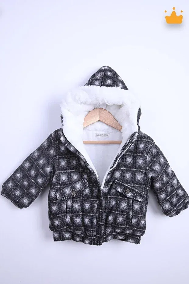Детское пальто для девочек с капюшоном Babyhola, Black — фото 2