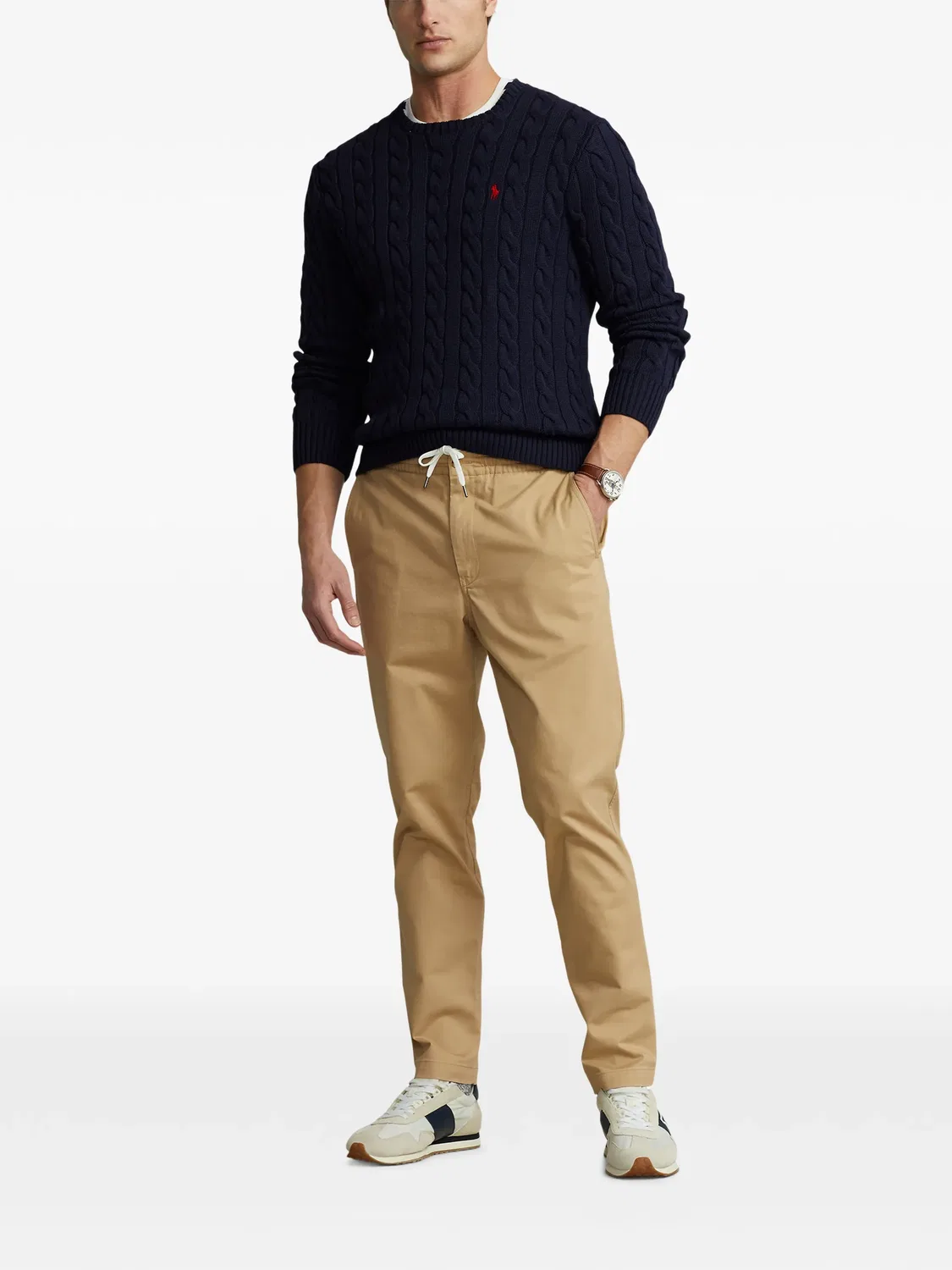 Свитер с круглым вырезом и косичками Polo Ralph Lauren, синий — фото 2