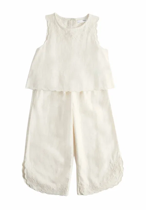 Комплект: блуза и брюки с вышивкой, Marks & Spencer, Ivory, слоновая кость