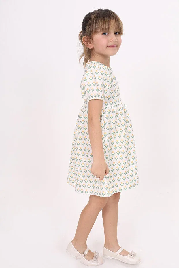 Детское платье для девочек с принтом Tulip Print Toontoy, Sarı — фото 4