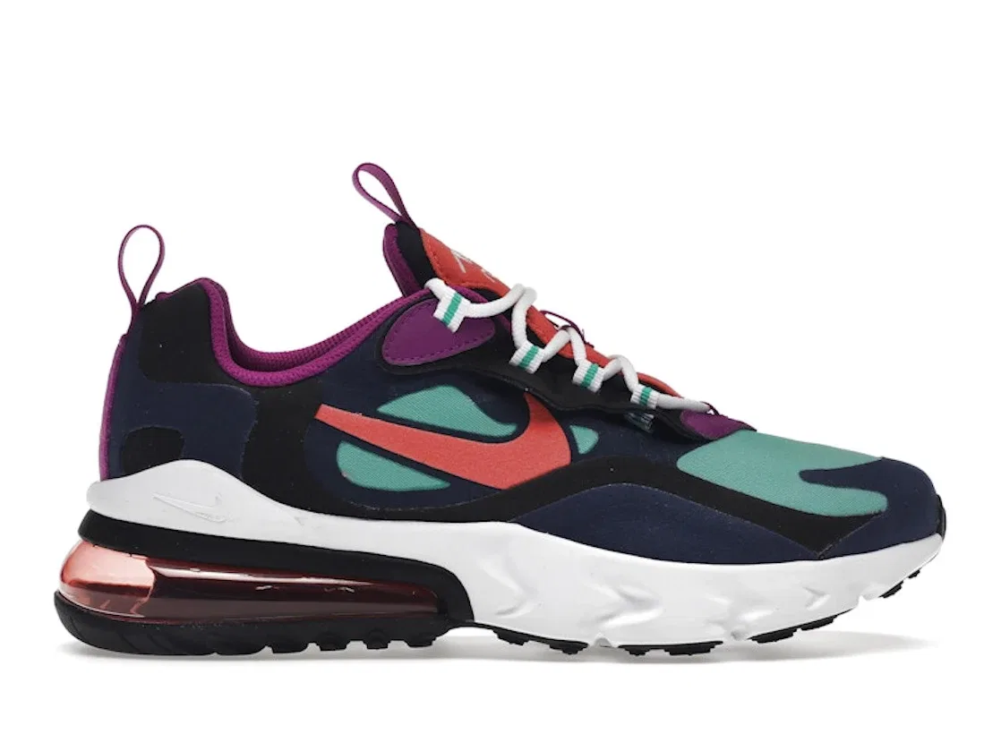 Детские кроссовки Lifestyle Nike Air Max 270 React, Blue Void/Black/Kinetic Green/Magic Ember