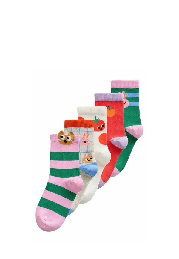 Носки комплект 5 пар из хлопка Next grey, red and pink, красный/розовый/серый