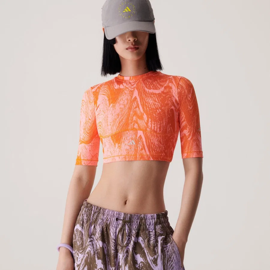 Спортивный топ с принтом Truenature adidas by Stella McCartney, Красно-оранжевый — фото 2