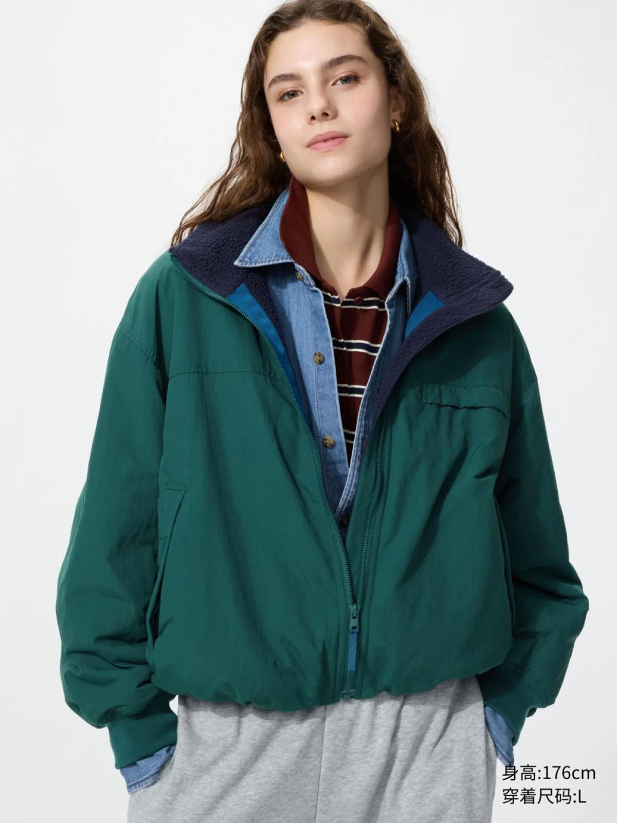 Куртка Uniqlo Stand Collar Fleece, 55 бирюзовый