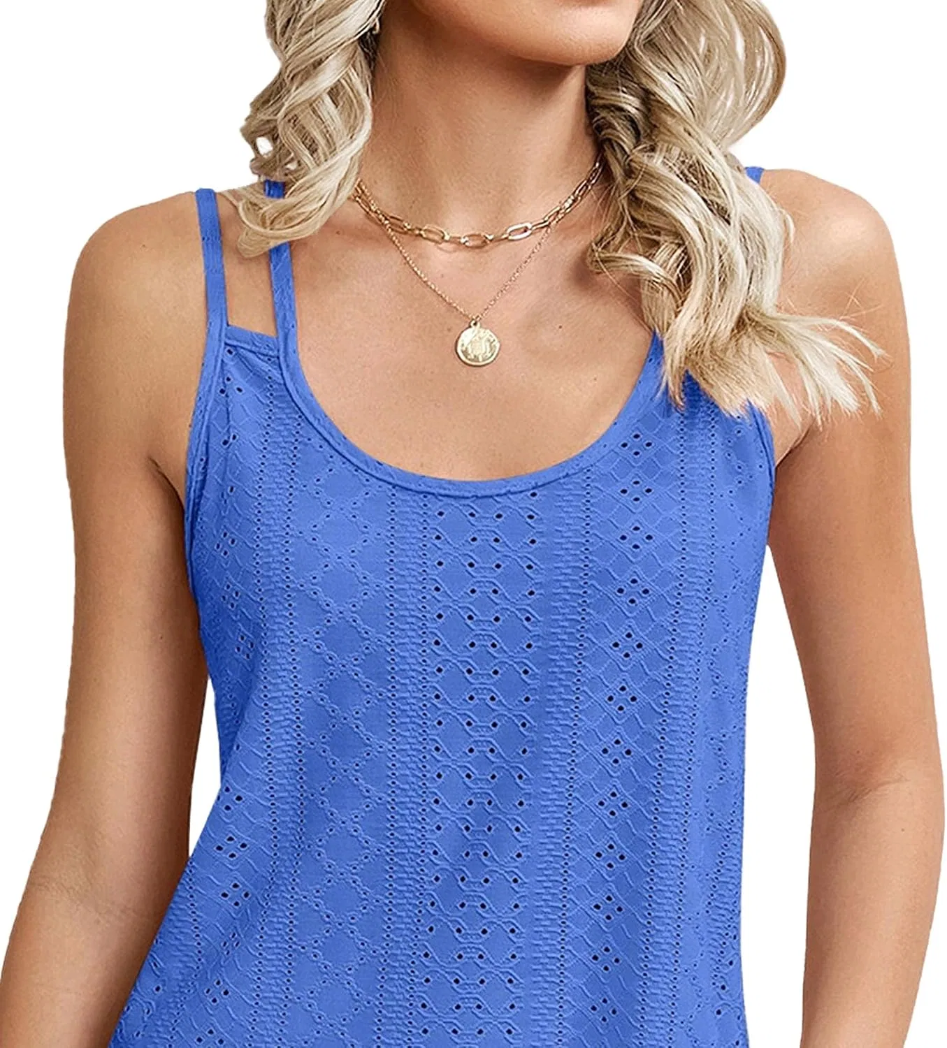 Женское пляжное платье с вышивкой eyelet Loose Fit Midi, Blue — фото 4