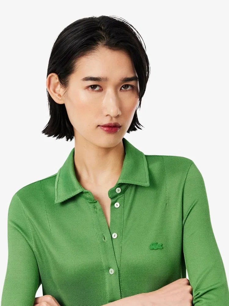 Платье пике LACOSTE Shiny Pique, яблочно-зеленое — фото 2