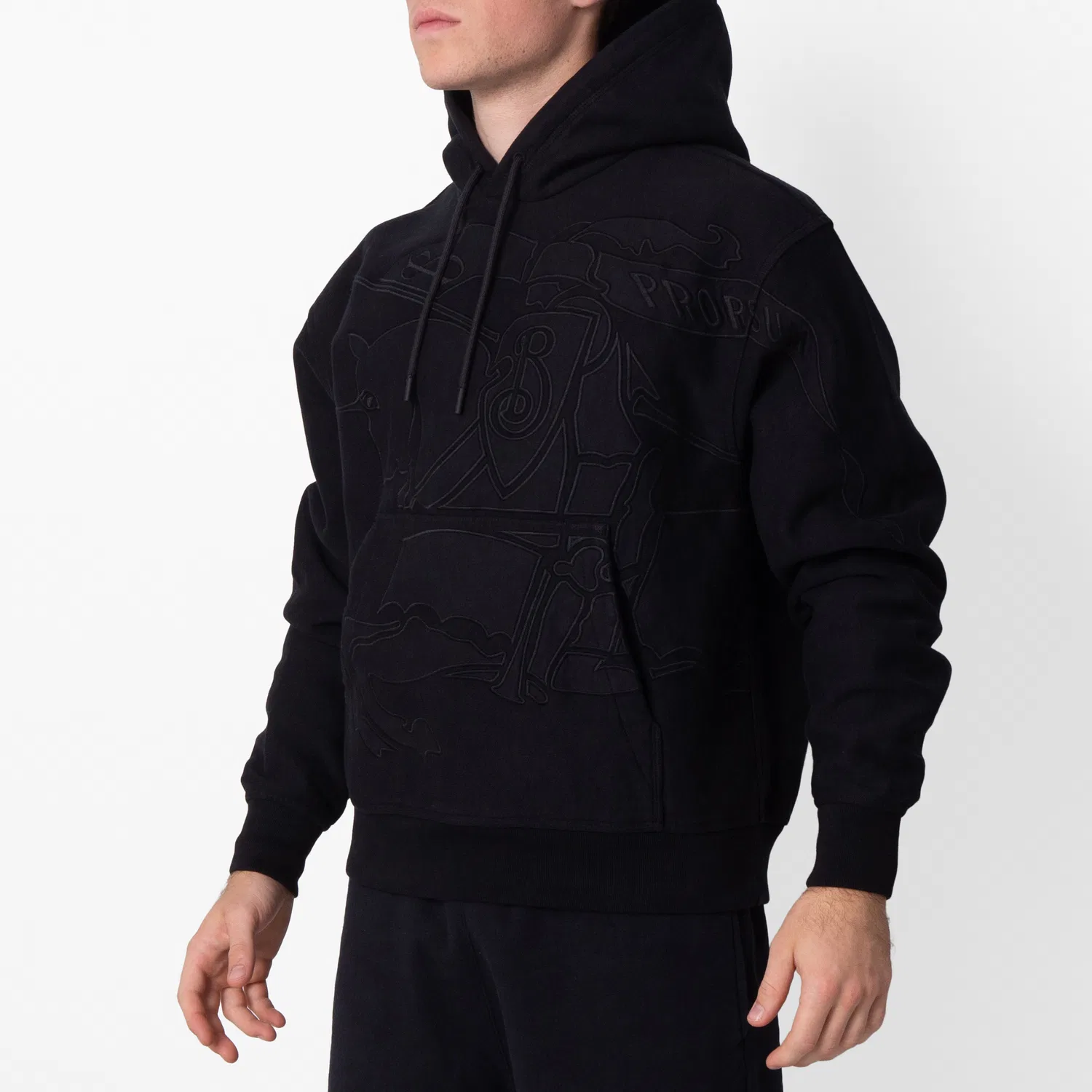 Худи с вышивкой EKD из хлопкового микса Burberry, Black