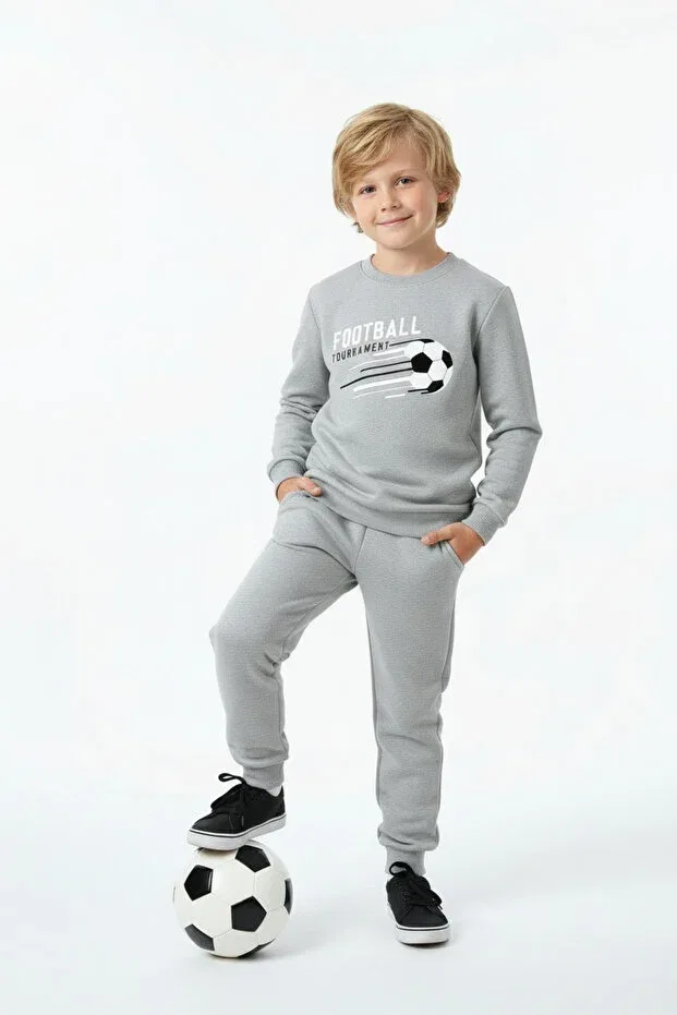 Детский спортивный комплект для мальчиков с принтом Fyk Kids, Gray — фото 4