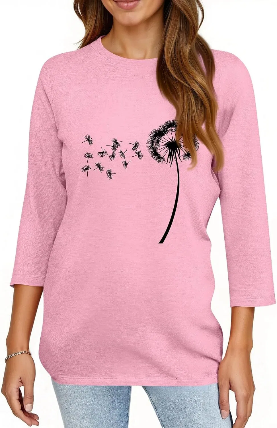 Женская футболка с 3/4 рукавом оверсайз Three Quarter Sleeve Tops Woman, 65-a — фото 3