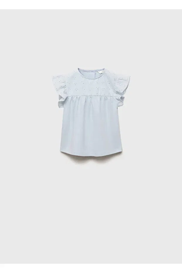 Детская футболка с воланами Mango Baby, Sky Blue — фото 3