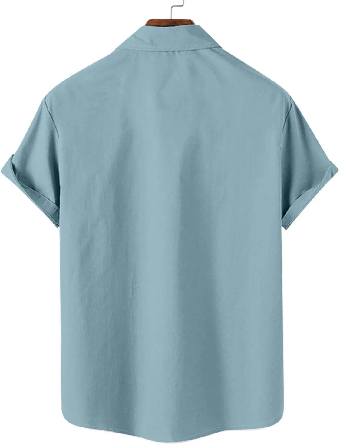 Мужская свободная пляжная рубашка с коротким рукавом Generic, Sky Blue — фото 3