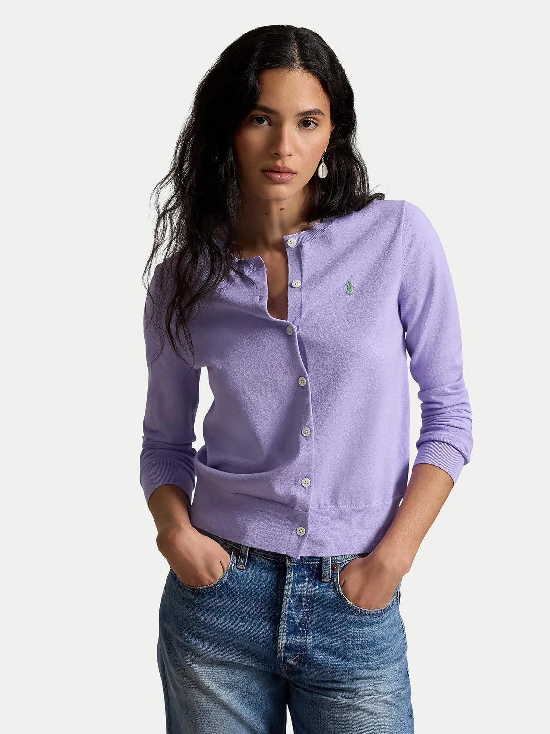 Женский кардиган стандартного кроя Polo Ralph Lauren, светло-сиреневый