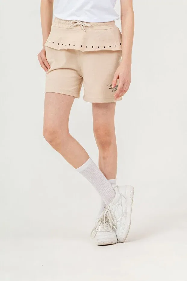 Детские шорты для девочек с принтом Shining star Mışıl Kids, Beige — фото 4