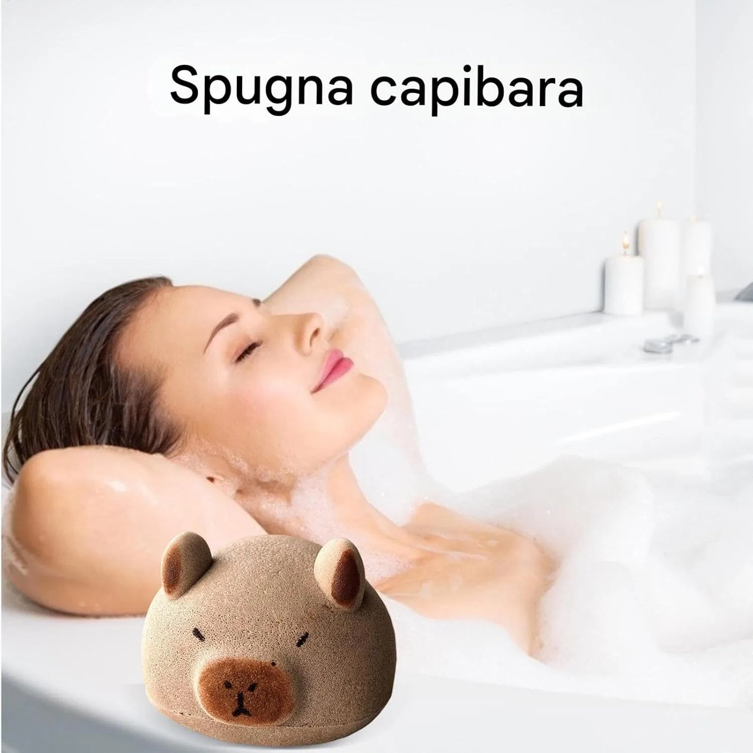 Мочалка для тела Capybara, 1 шт, 12.5x10 см, Коричневый Generic — фото 4