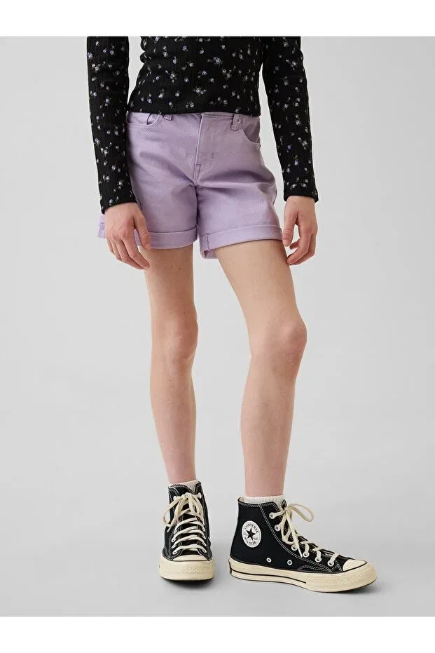 Детские шорты для девочек джинсовые Lilac Denim Midi Shorts Gap, Lila-000 — фото 4