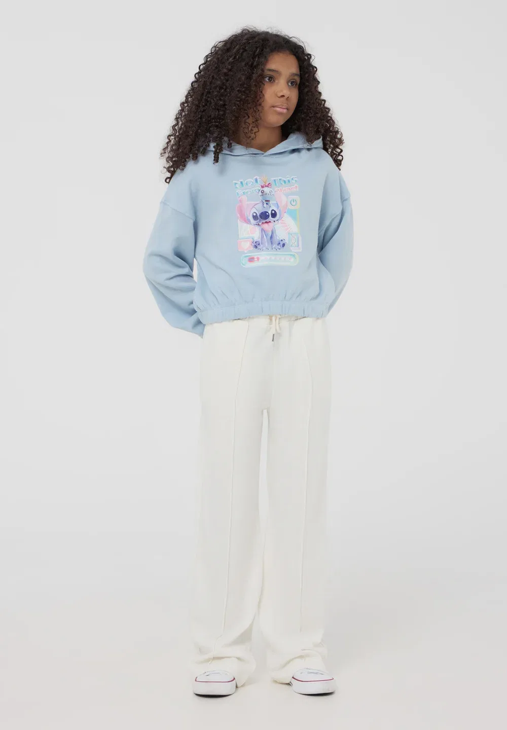 Leggera con ce Stampa Stitch - толстовка с капюшоном Terranova, Azzurro Chiaro