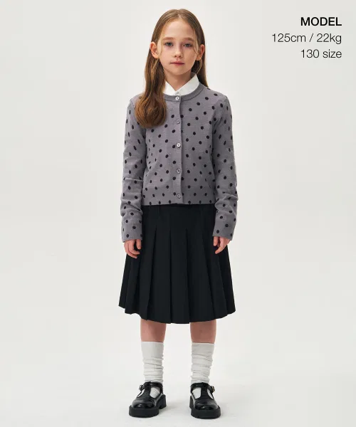 Детский кардиган с круглым вырезом в горошек Medium Gray MUSINSA STANDARD KIDS — фото 2