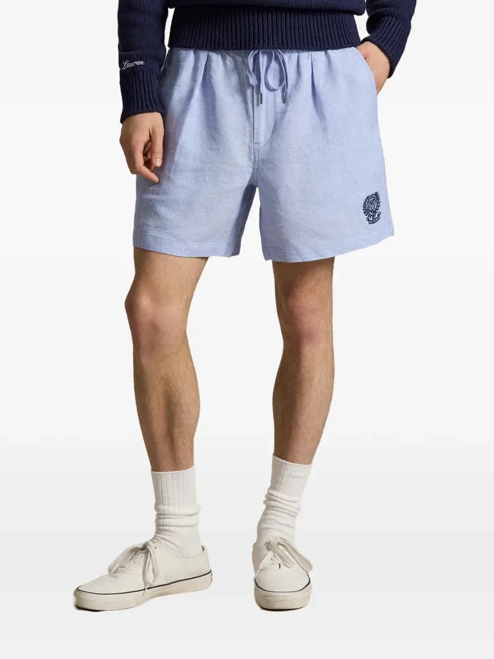 Льняные шорты с кулиской Polo Ralph Lauren, синий — фото 3