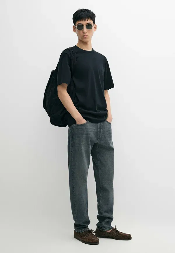 Футболка хлопковая Basic T-shirt Massimo Dutti, крапчатый темно-синий — фото 2