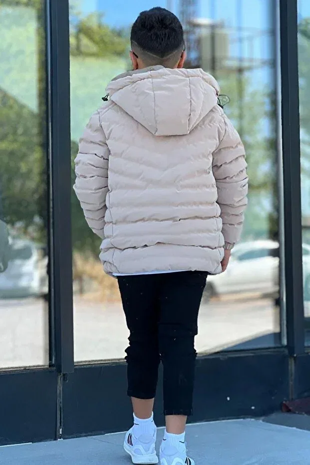 Детский зимнее пуховик с капюшоном, стеганый, Zaziko Kids, Beige — фото 3