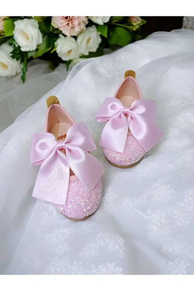 Детские балетки для девочек с бантом Patik Bebe, Powdered Glitter