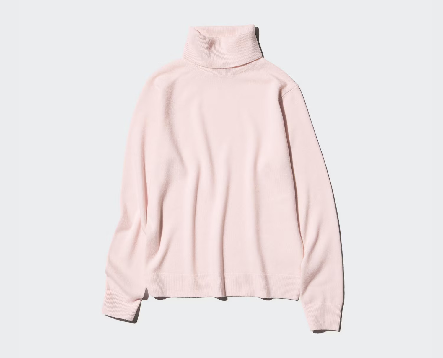 

Кашемировый джемпер с высоким воротом Uniqlo, светло-розовый (Размер L)