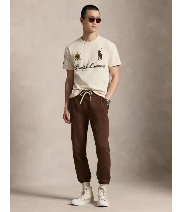 Мужская футболка хлопковая T-Shirt Polo Ralph Lauren, бежевый — фото 2