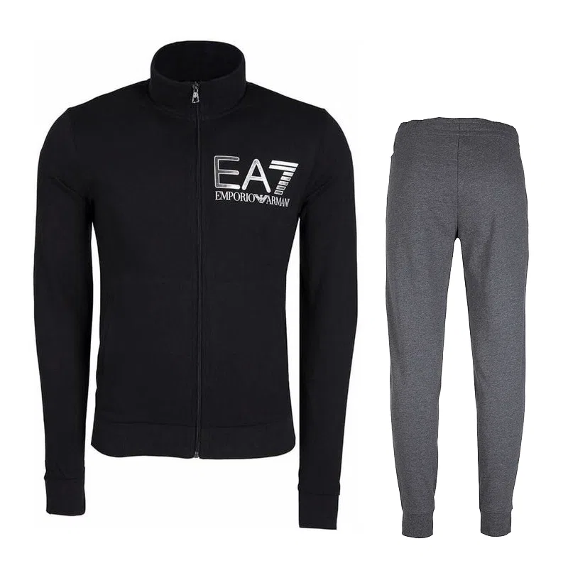 Мужской спортивный комплект с воротником-стойкой Emporio Armani, Black/Gray