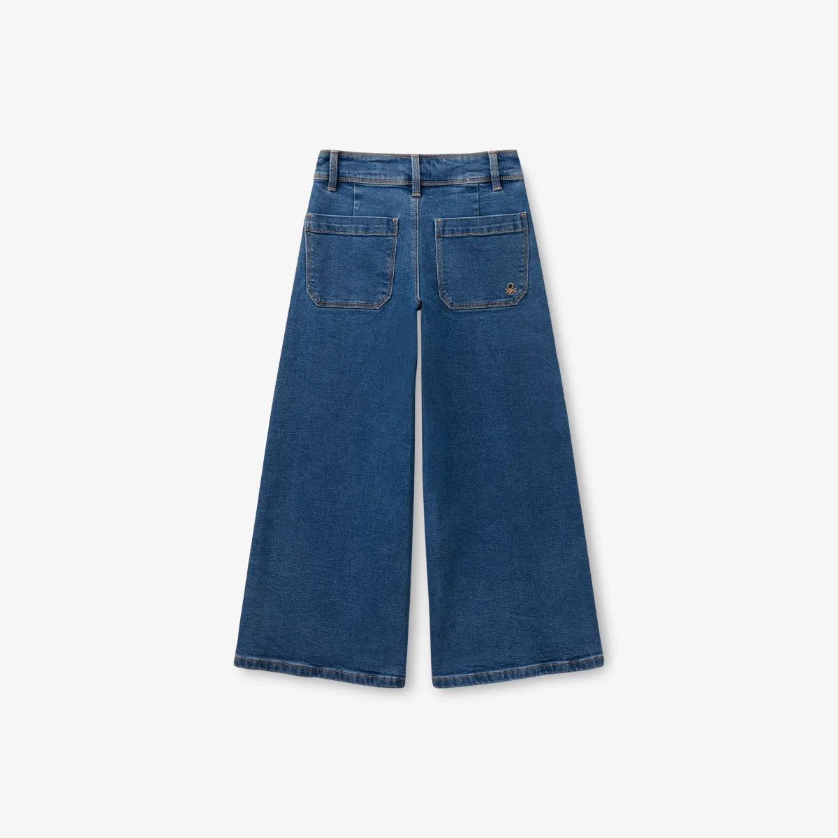 Фирменные расклешенные джинсы из денима, 6-13 лет Benetton, синий — фото 2