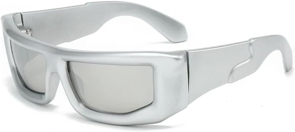 

Роскошные солнцезащитные очки для женщин и мужчин, модные, в стиле панк, с большой оправой, винтажные, зеркальные, с защитой от УФ-излучения UV400 TVTBBVV, Silver Silver