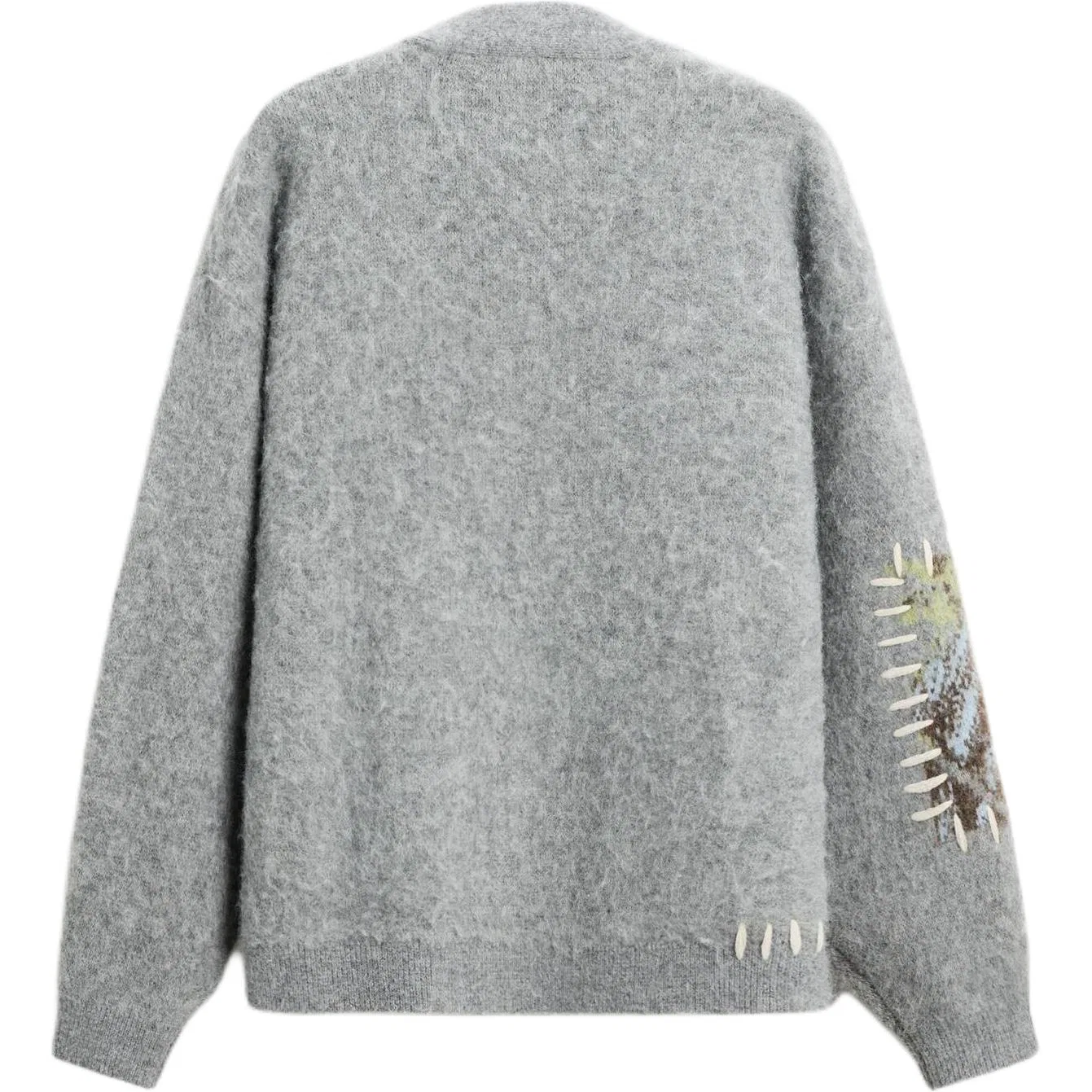 Мужской вязаный кардиган с V-образным вырезом, серый, ZARA — фото 3