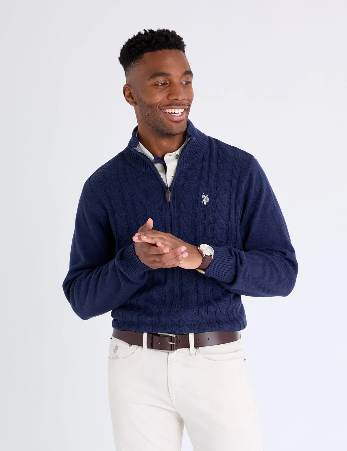 

Свитер U.S. Polo Assn 1/4 Zip Cotton Cable, темно-синий