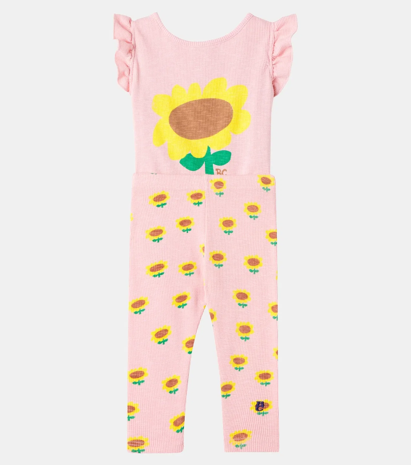 Комплект из боди и леггинсов из смешанного хлопка Baby Sunflower Bobo Choses, розовый — фото 2