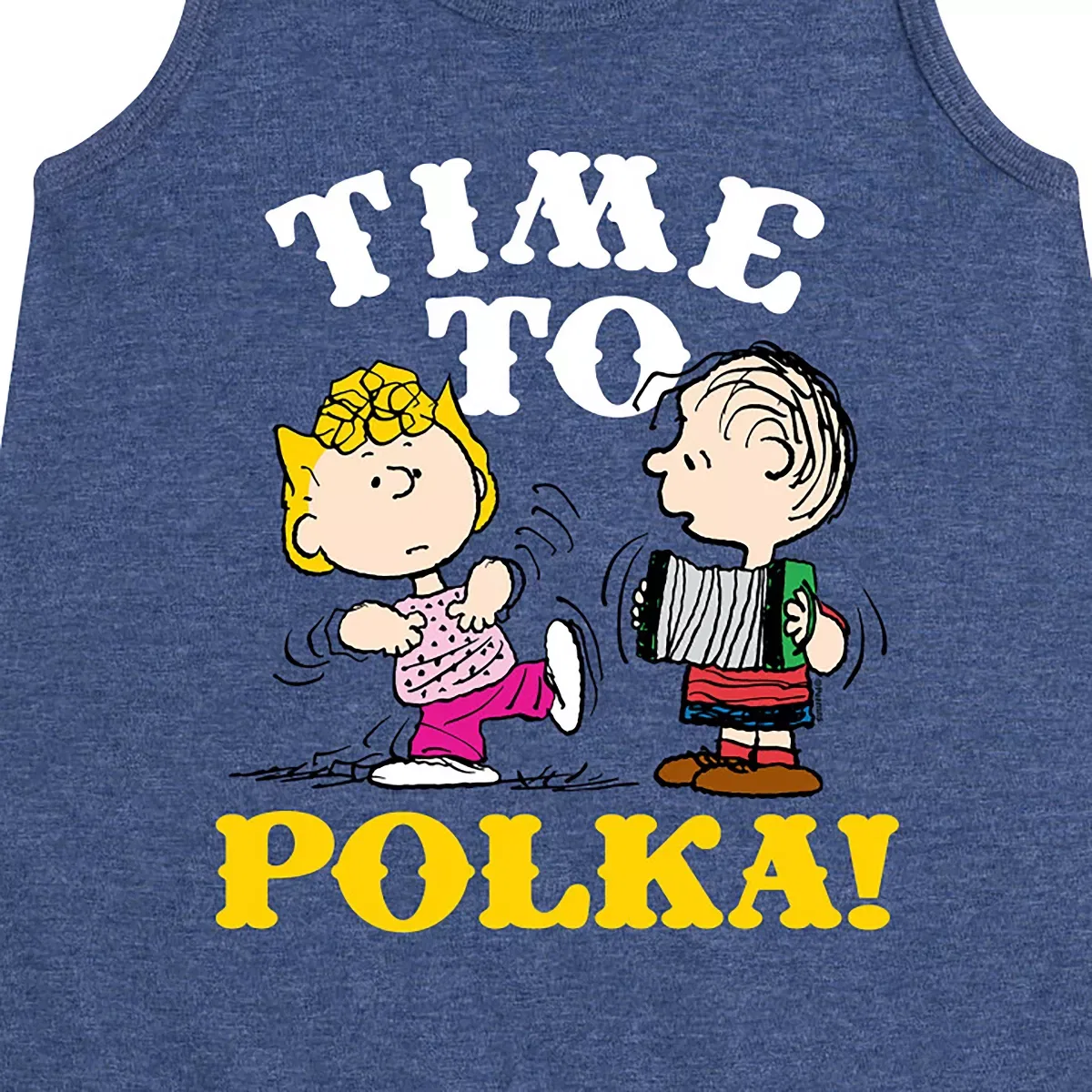Детское платье-трапеция без рукавов с принтом Time To Polka Peanuts, Heather Navy — фото 2