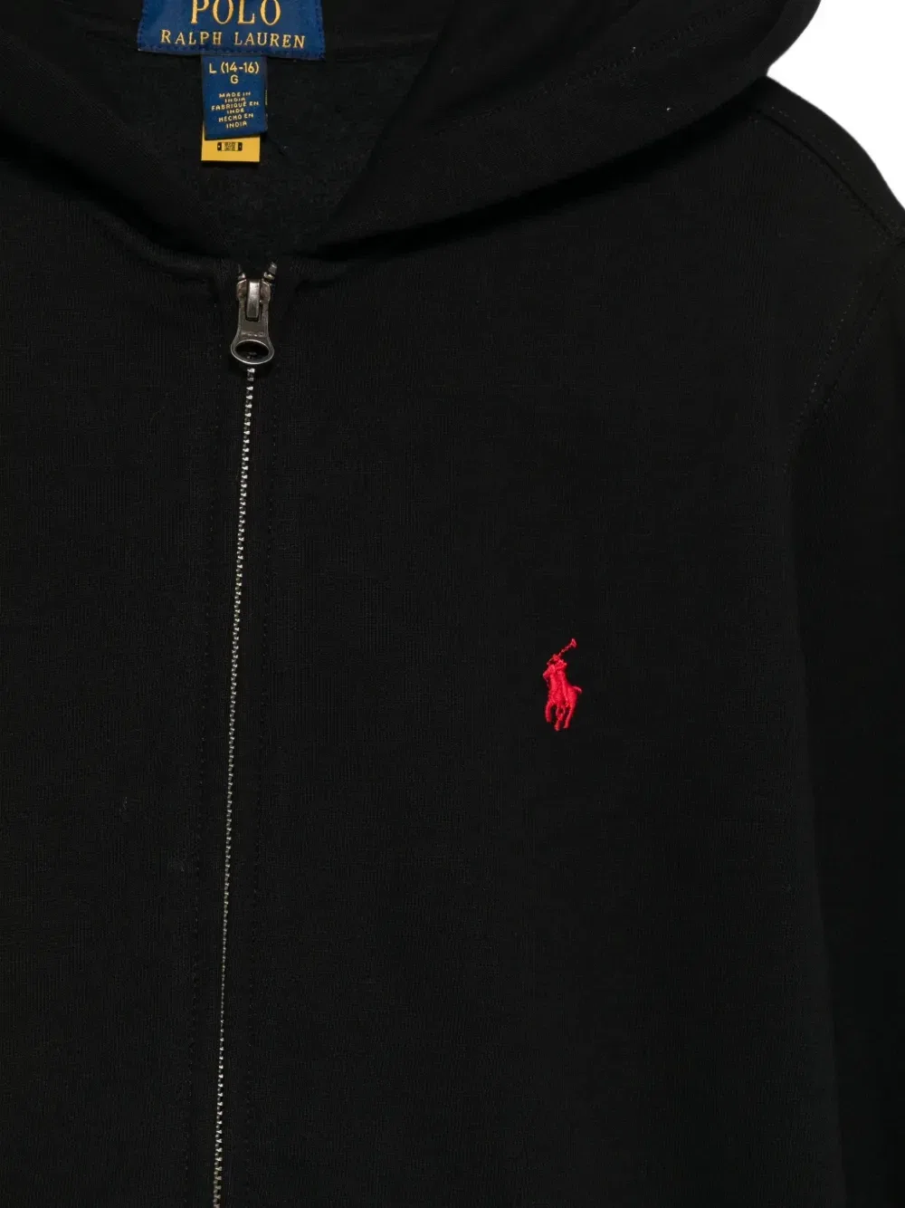 Худи на молнии с вышитым логотипом POLO RALPH LAUREN KIDS, черный — фото 3