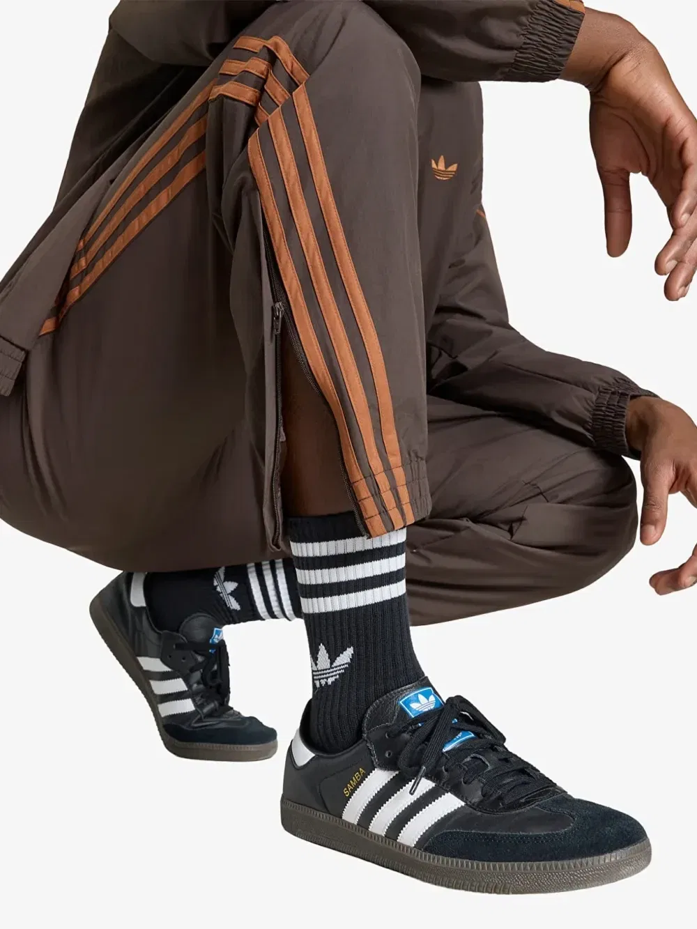 Спортивные брюки Firebird с боковыми полосками adidas, коричневый — фото 4