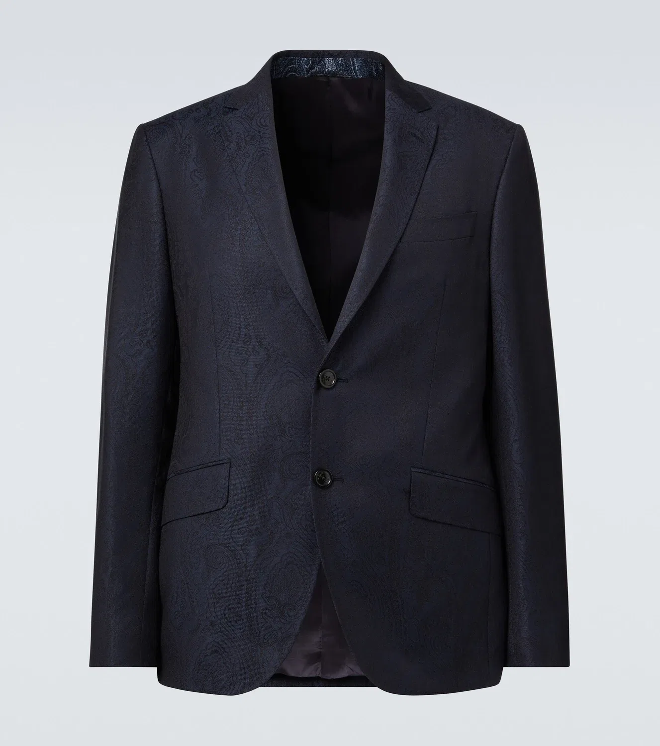 Жаккардовый шерстяной блейзер ETRO, синий