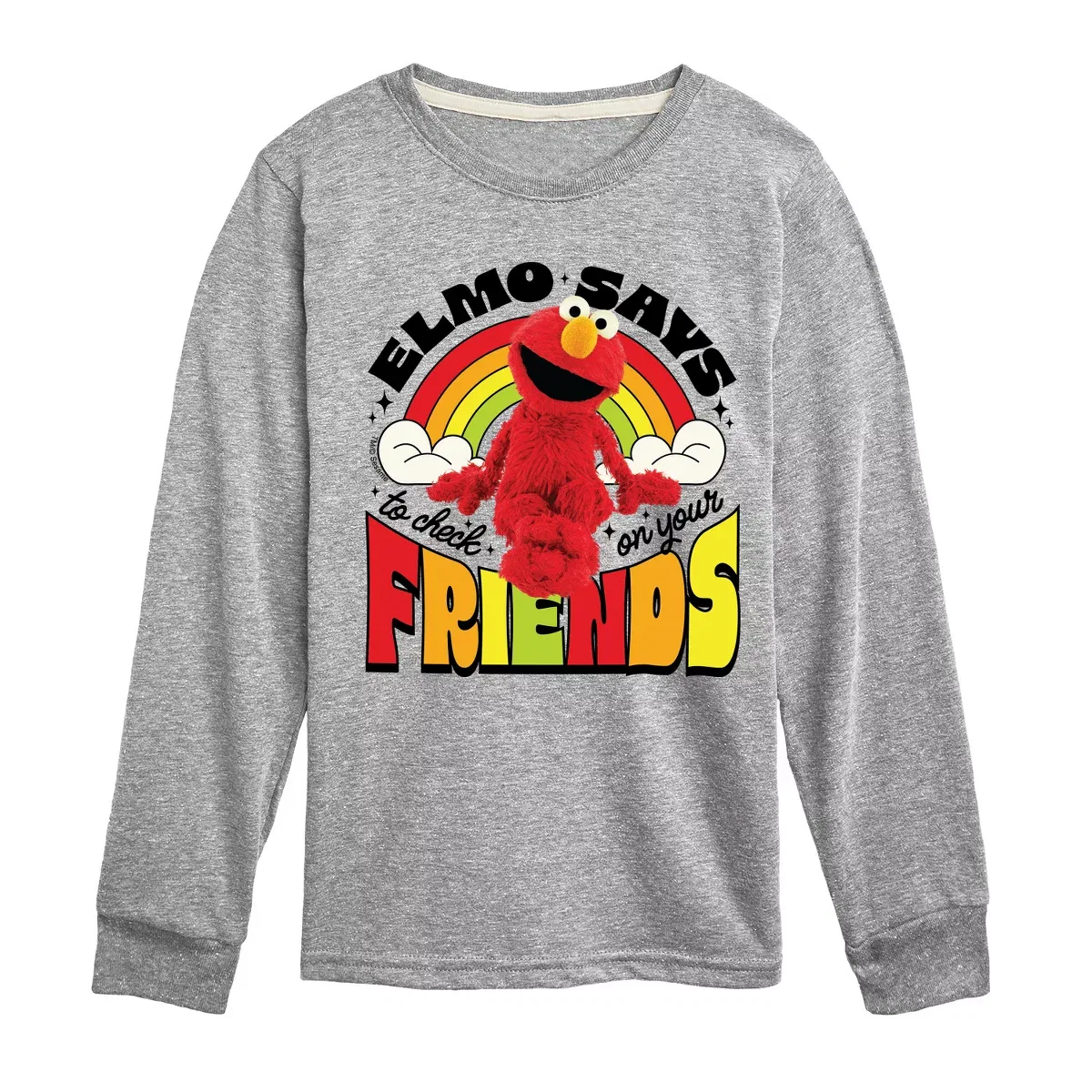 Детское лонгслив с принтом Elmo Check On Friends Sesame Street, Athletic Heather