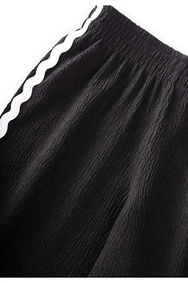 Детские брюки для девочек широкие гофре Cigit, Black — фото 4
