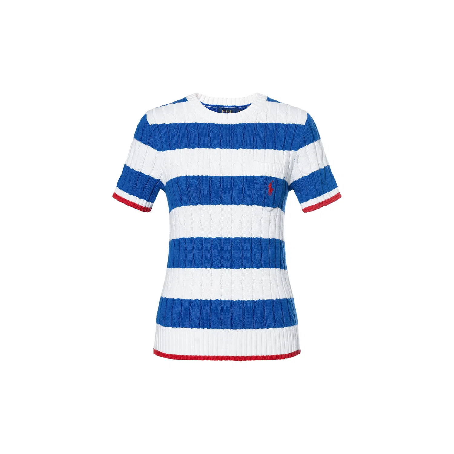 Женский свитер с полосами и косами Polo Ralph Lauren, White & Blue