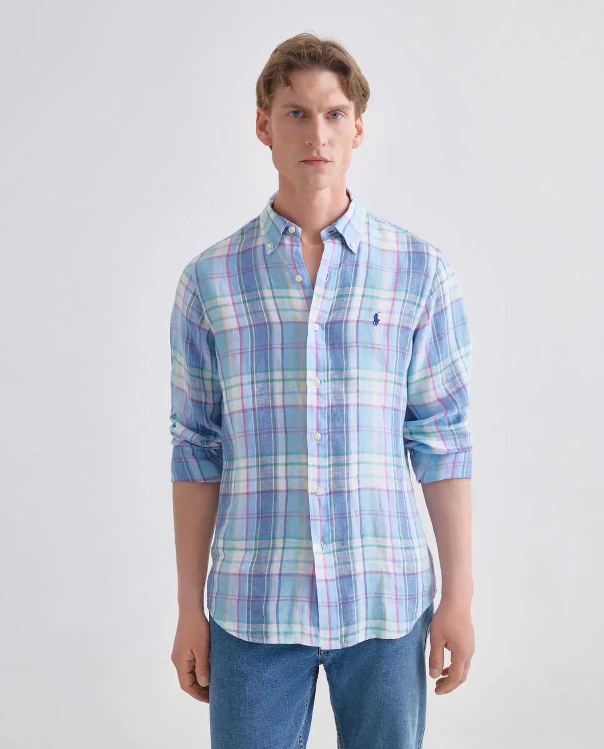 Мужская рубашка из льна с клетчатым принтом Classic Fit Polo Ralph Lauren, Multicolor