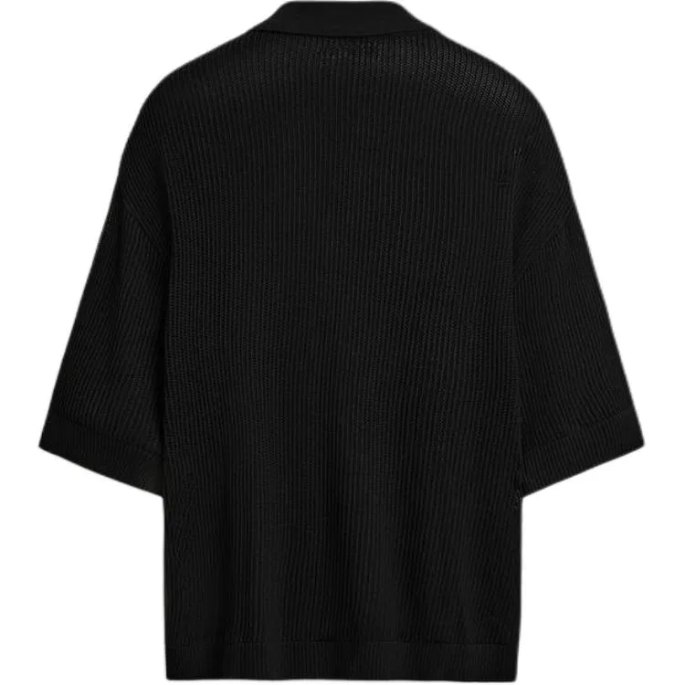 Мужская рубашка с кубинским воротником Black ZARA, Black — фото 3